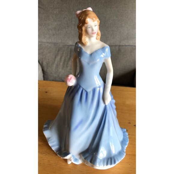 Royal Doulton Porcelain Lady Prototype Figurine Blue Dress Pink Flowers Girl Sta - Picture 1 of 15